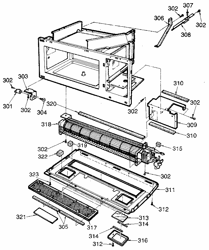 Grill And Duct Diagram and Parts List for 7218815181  Kenmore Microwave