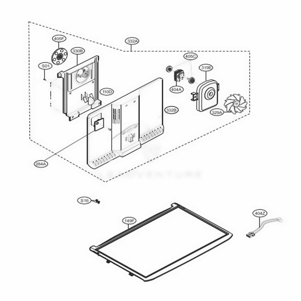 Freezer Part Diagram and Parts List for LTCS24223B AWBCNA7 LG Refrigerator