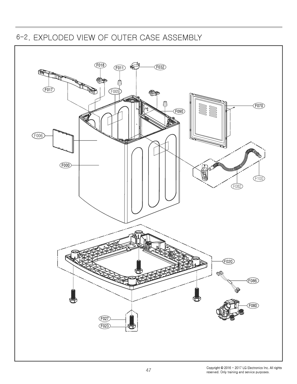 Outer Case Assembly Diagram and Parts List for T1789EFHKD ABWEEUS LG Washer
