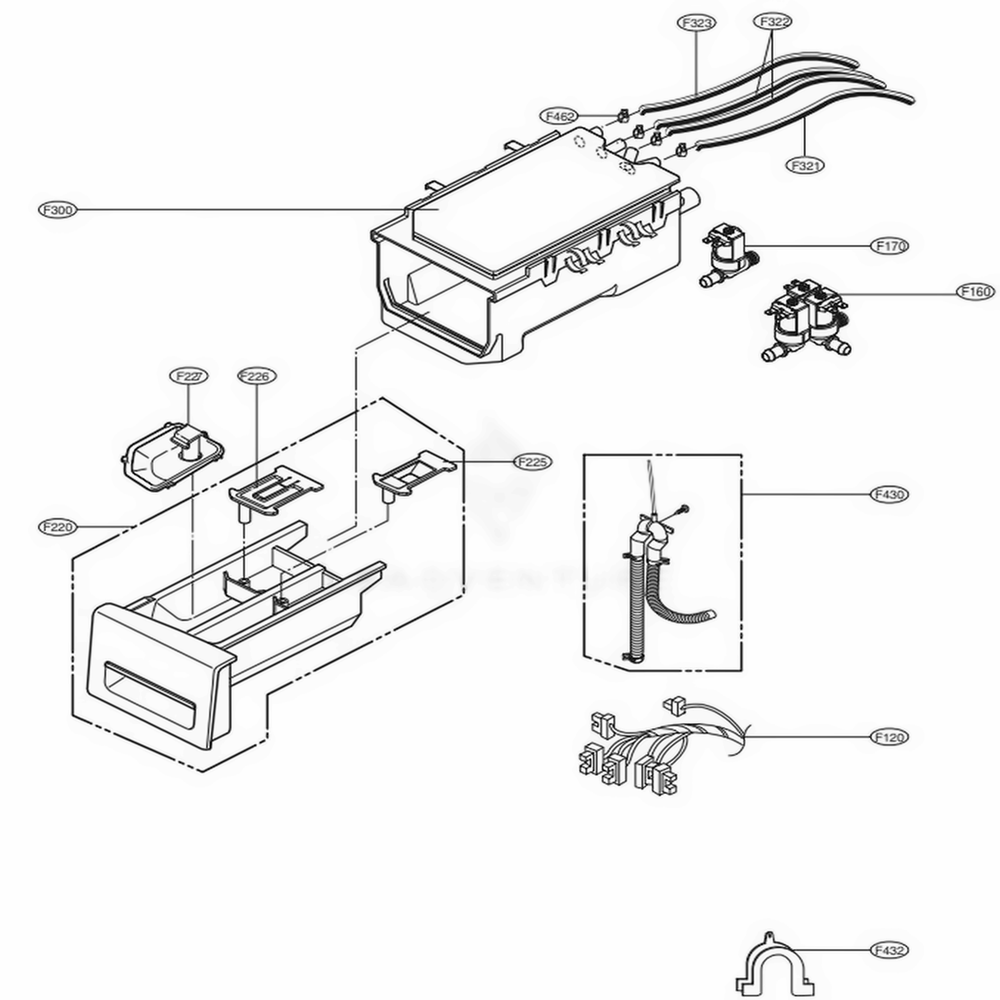 Dispenser Assembly Diagram and Parts List for WM3700HWA ABWEVUS LG Washer