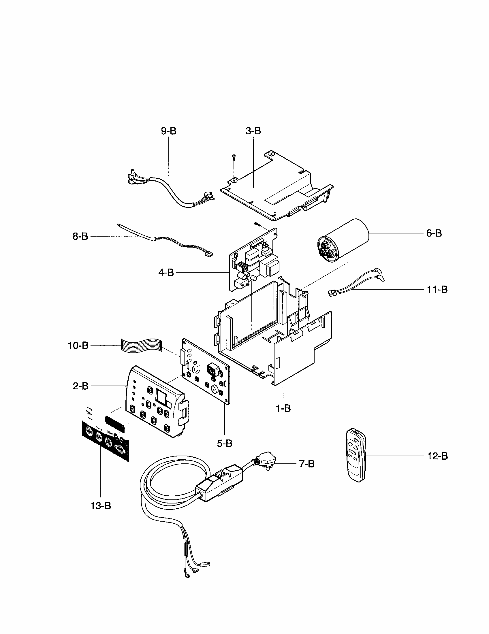 Control Box Assembly Diagram and Parts List for 58075281500  Kenmore Air Conditioner