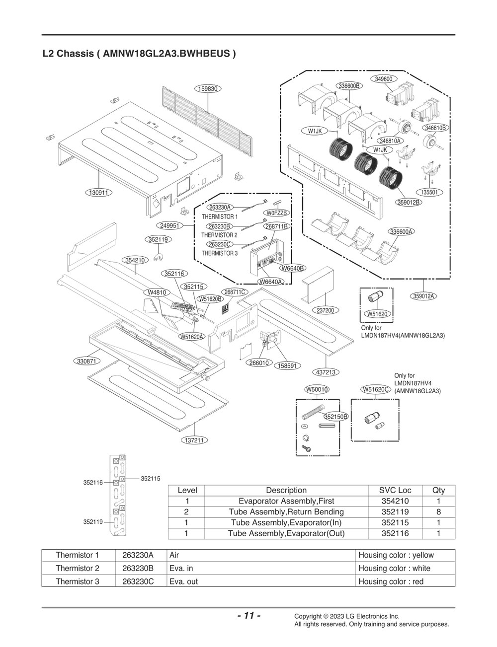 Diagram 1 Diagram and Parts List for LMDN187HV4 BWHBEUS LG Air Conditioner