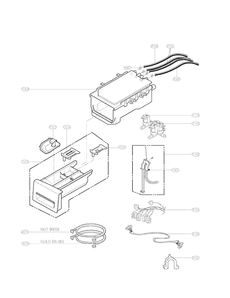 Dispenser Assembly Parts Diagram and Parts List for WM2277HW  LG Washer