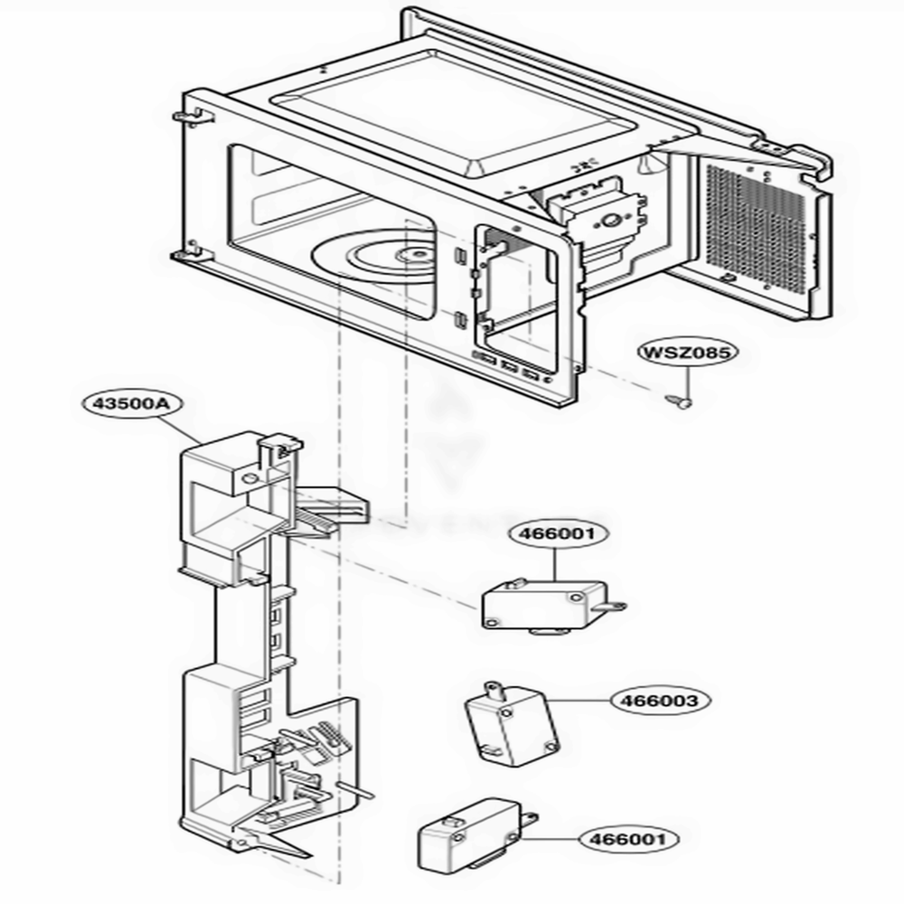 Latch Board Parts Diagram and Parts List for GT4175SPB CB1EWRP LG Wall Oven