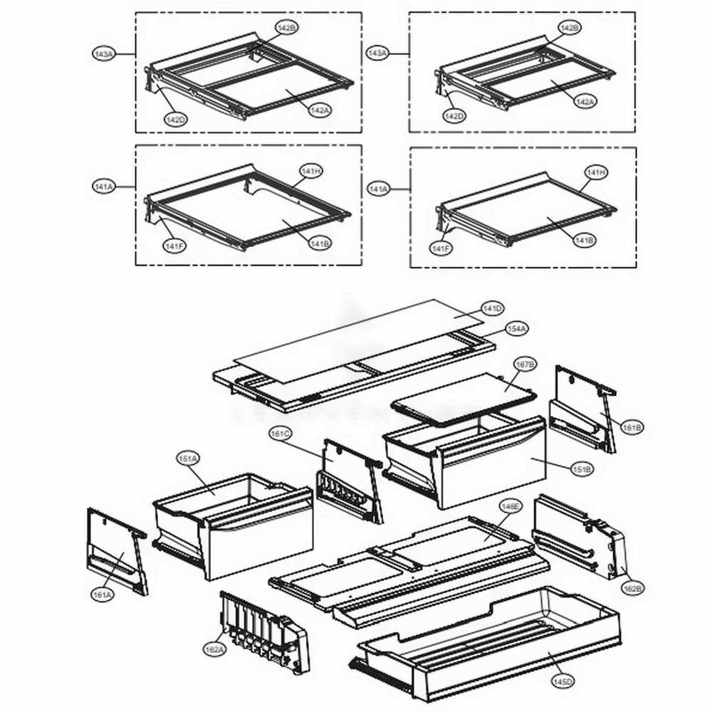 Refrigerator Parts Diagram and Parts List for 79993 ASTCSE1 LG Refrigerator
