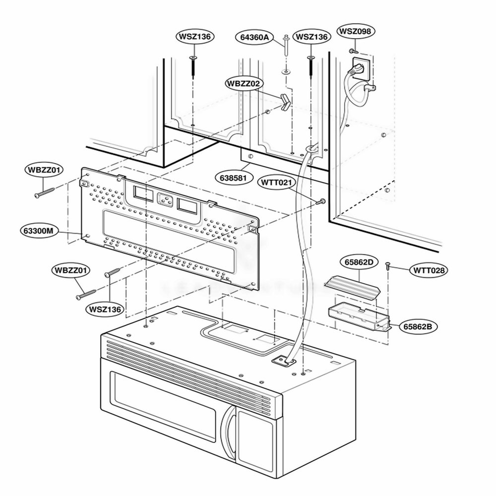 Installation Parts Diagram and Parts List for YKHMC107EBT0 BSEKAC LG Range