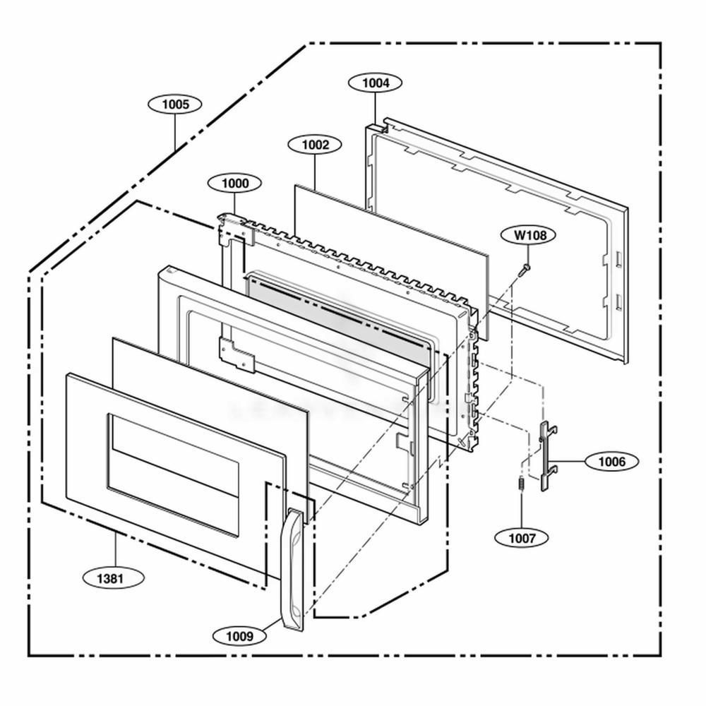 Door Parts Diagram and Parts List for MH6150XLS AS1EWRP LG Range