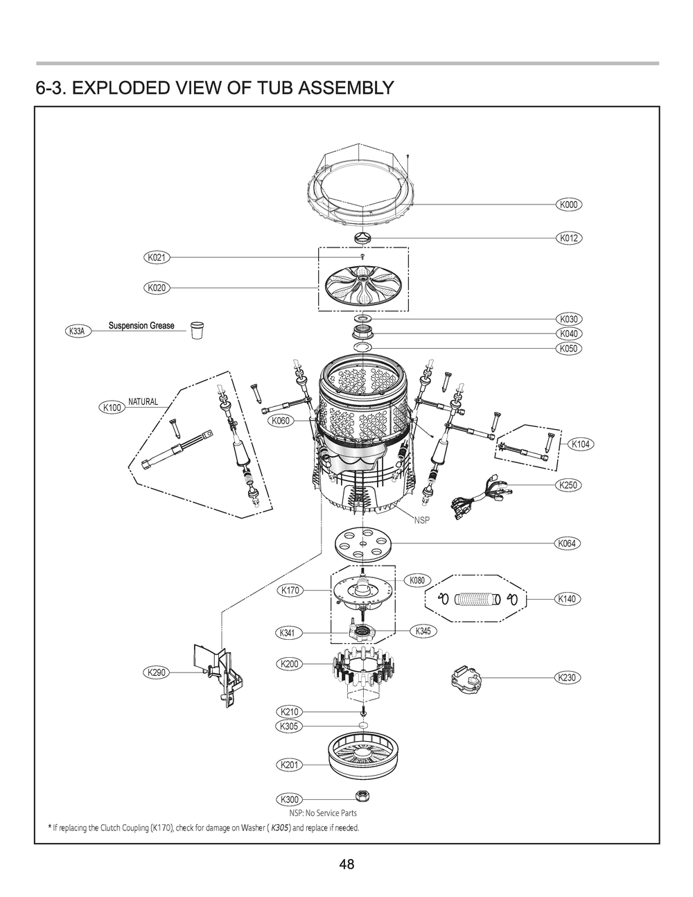 Tub Assembly Diagram and Parts List for T1889EFHT5 ASSETUS LG Washer
