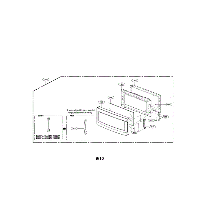 Door Diagram and Parts List for LMVH1750SW 00 LG Microwave