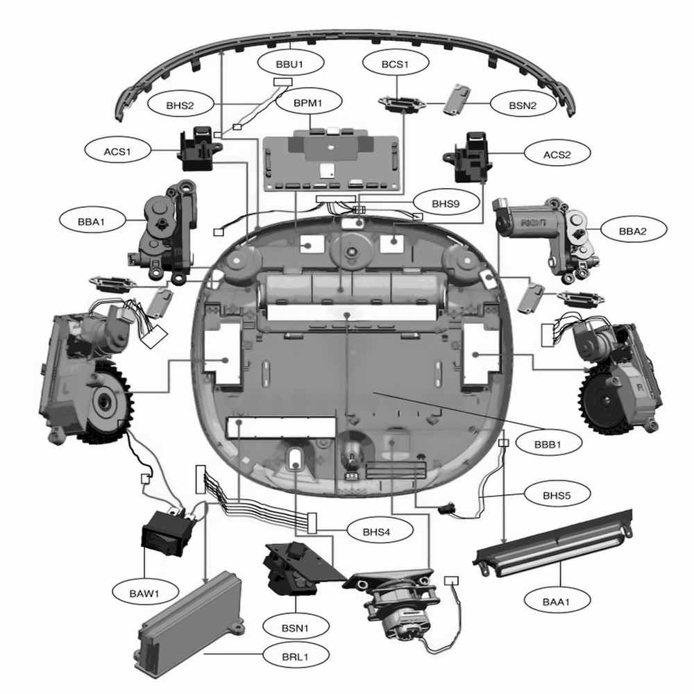 Base Assembly, Body 1 Diagram and Parts List for VR6270LVMB ARDQGPA LG Canister Vacuum