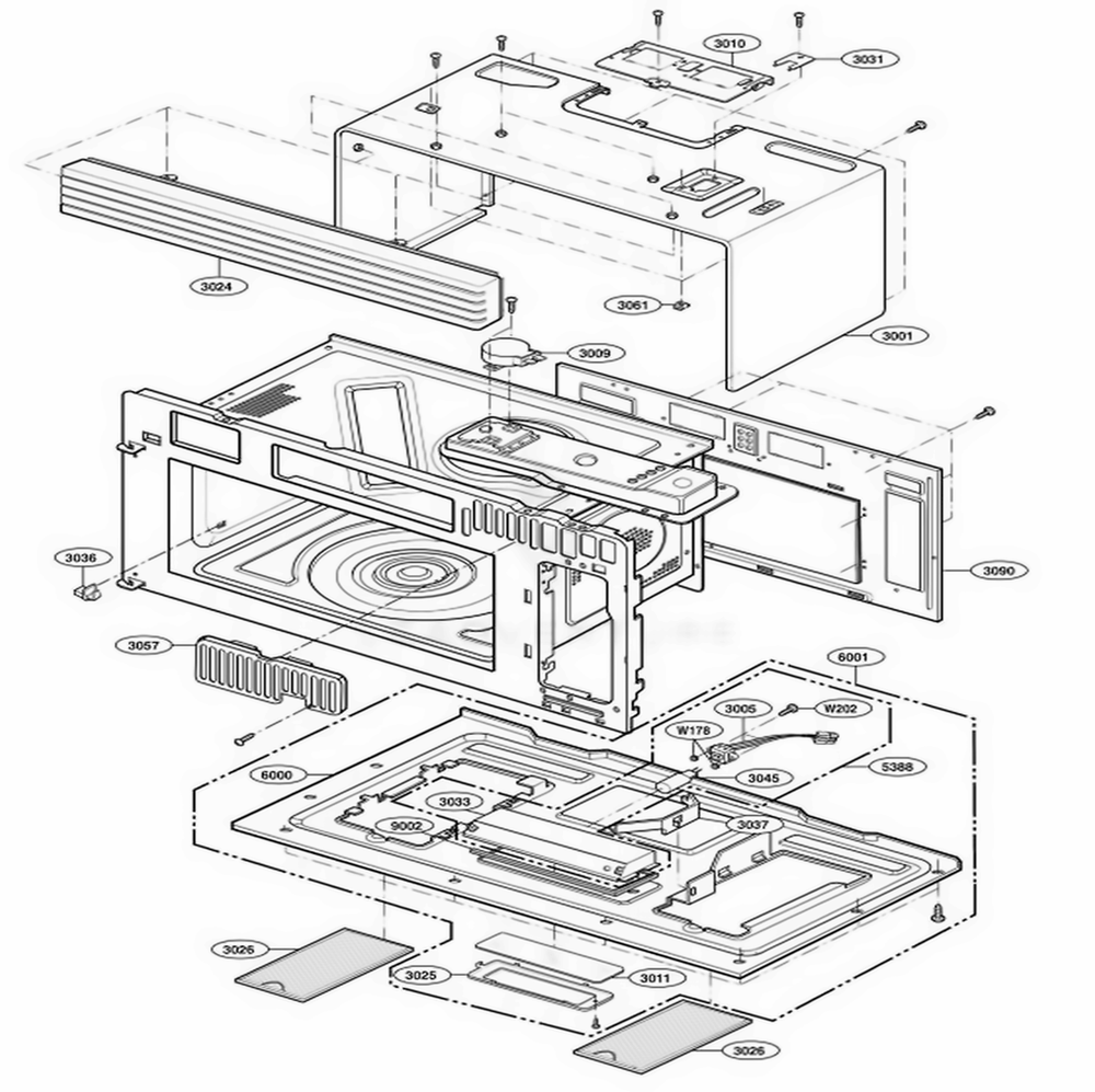 Oven Cavity Parts Diagram and Parts List for JVM1790SK ASBEGEU LG Range
