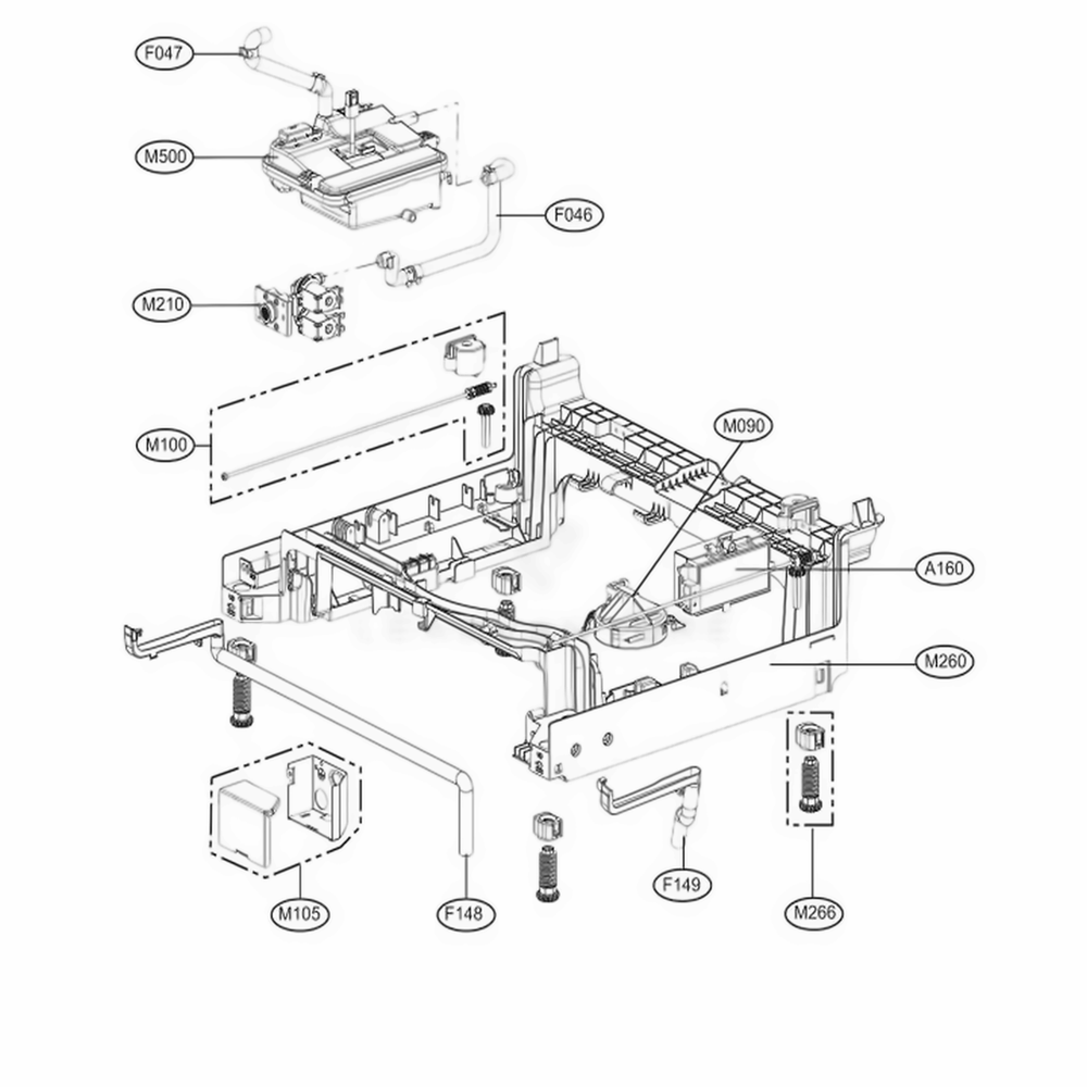 Base Assembly Diagram and Parts List for 39232533 ASTEEUS LG Dishwasher