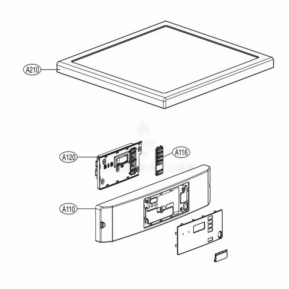 Control Panel And Plate Assembly Diagram and Parts List for GDL1329QEW3 ASSEELC LG Washer