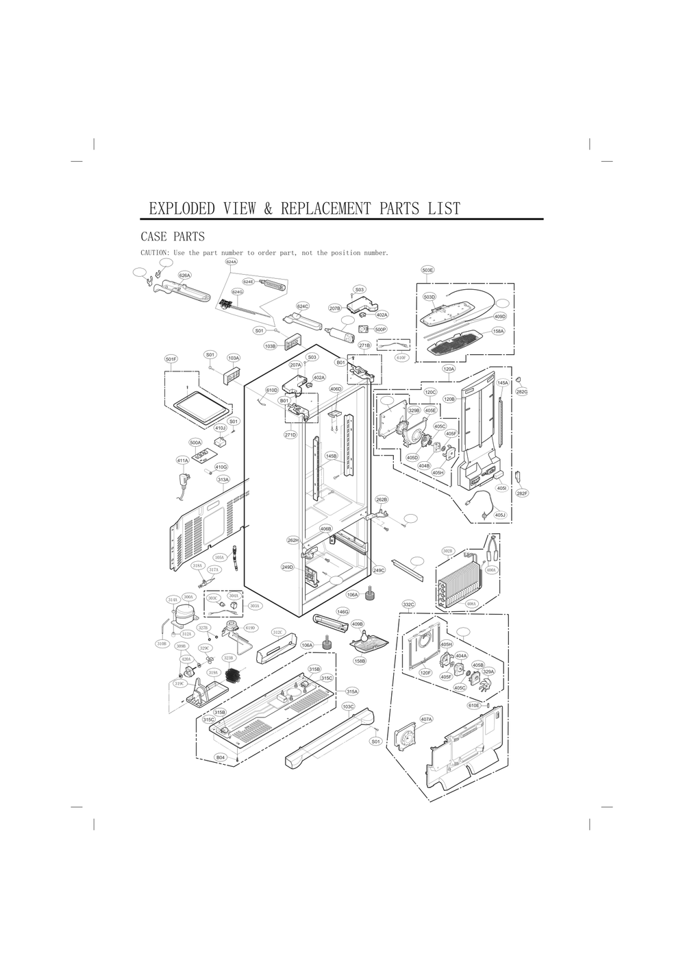 Case Parts Diagram and Parts List for GC-L288NSJF ASTCNA1 LG Refrigerator