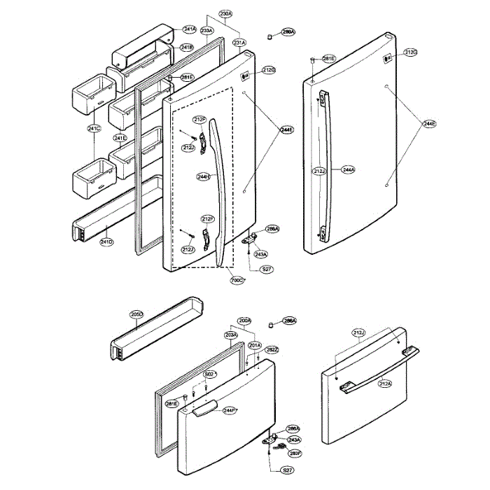 Door Diagram and Parts List for LBN22515SB 00 LG Refrigerator