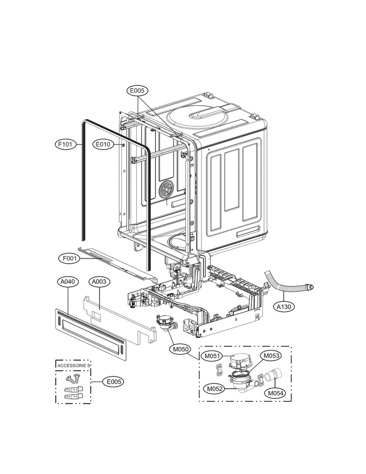Case Parts Diagram and Parts List for LDS5774ST  LG Dishwasher