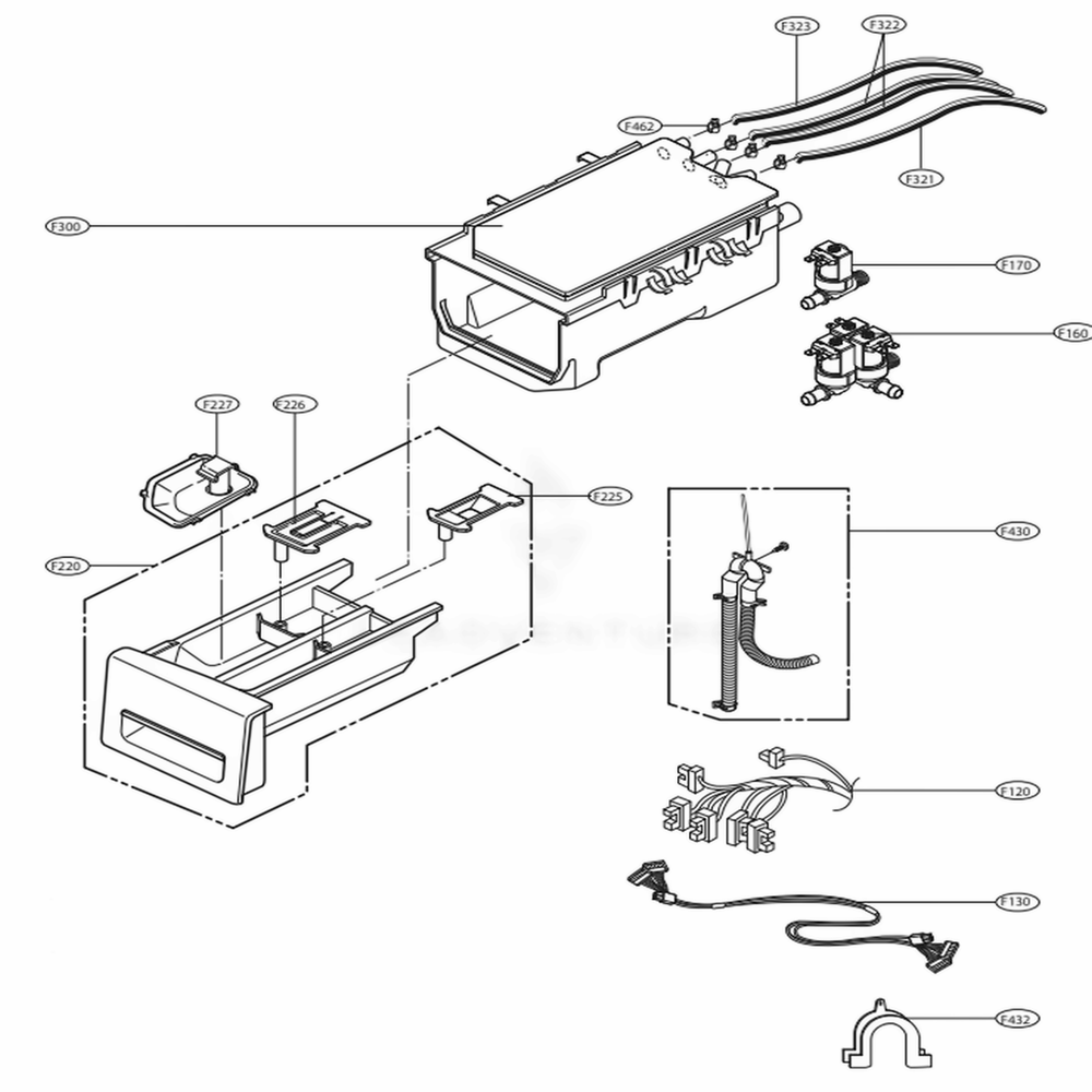 Dispenser Assembly Diagram and Parts List for WM3180CW ABWETUS LG Washer