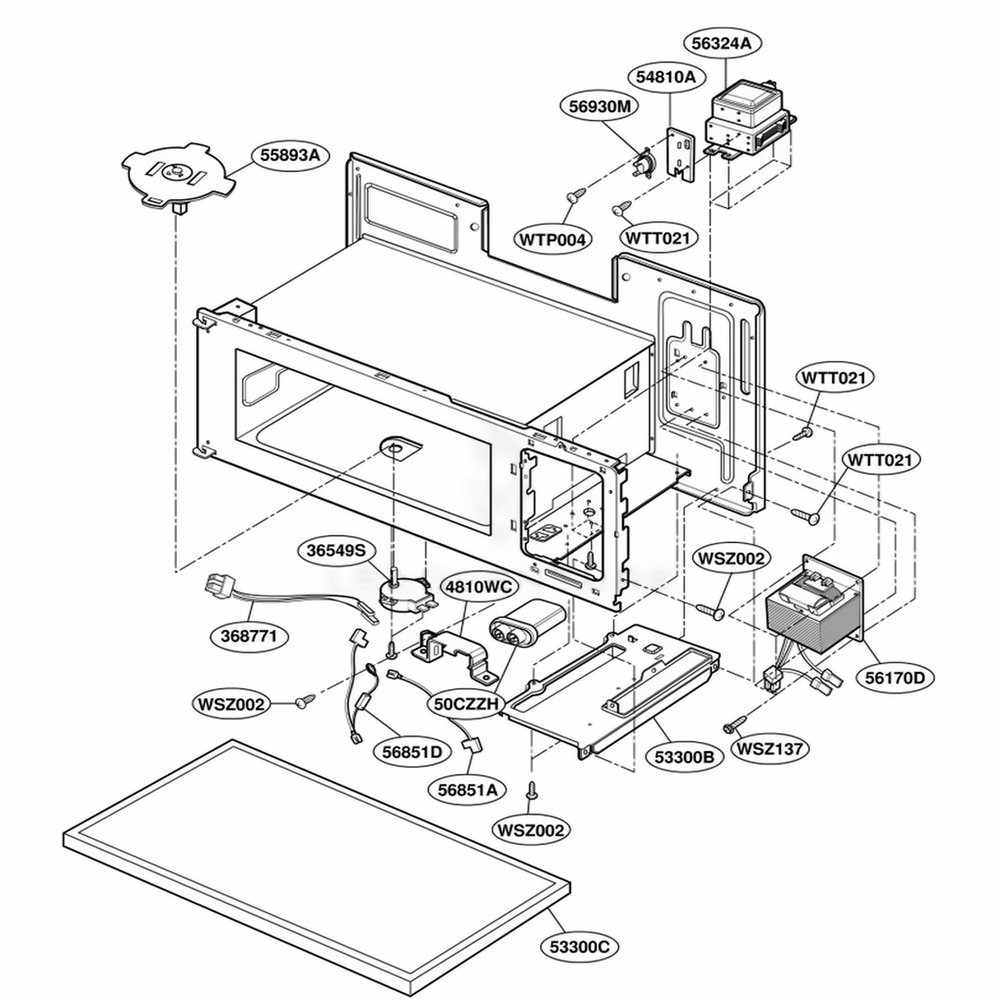 Interior Parts 1 Diagram and Parts List for YKHMC107EBT0 BSEKAC LG Range