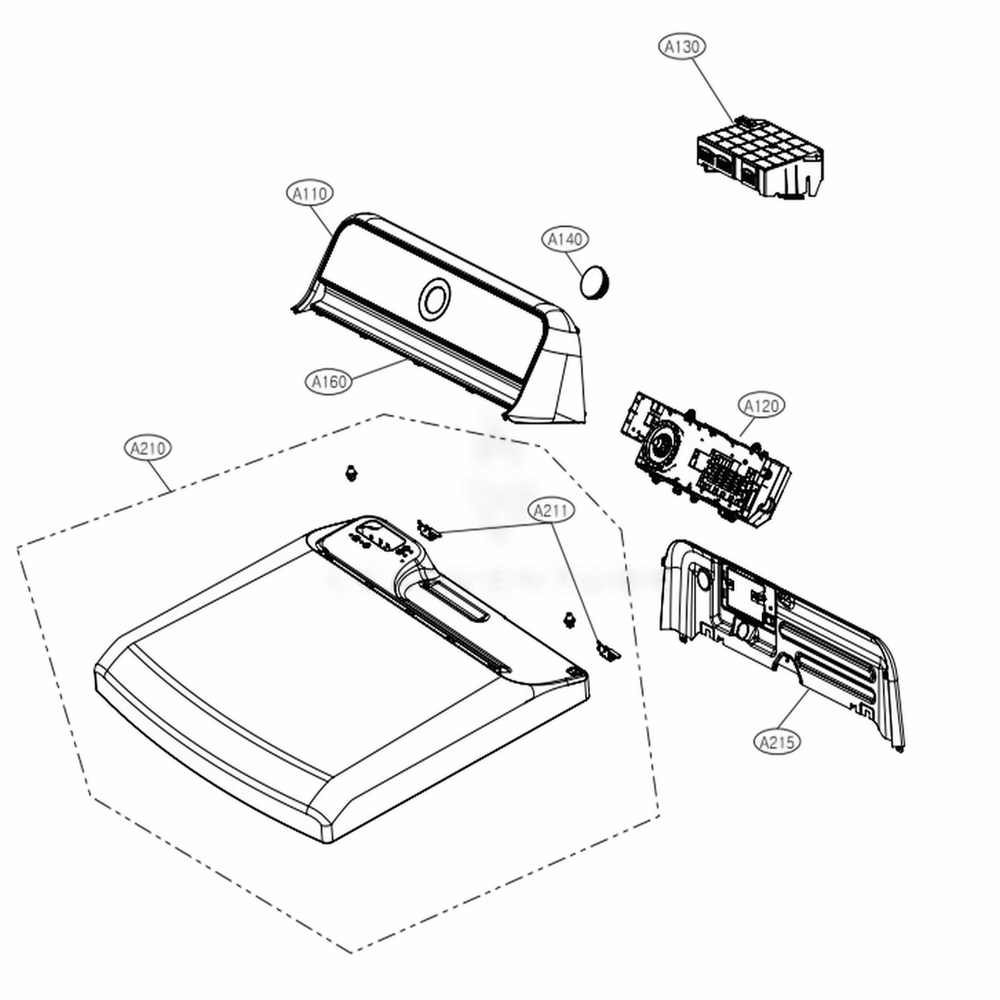 Control Panel And Plate Assembly Diagram and Parts List for DLGX7801VE ASSEEUS LG Dryer