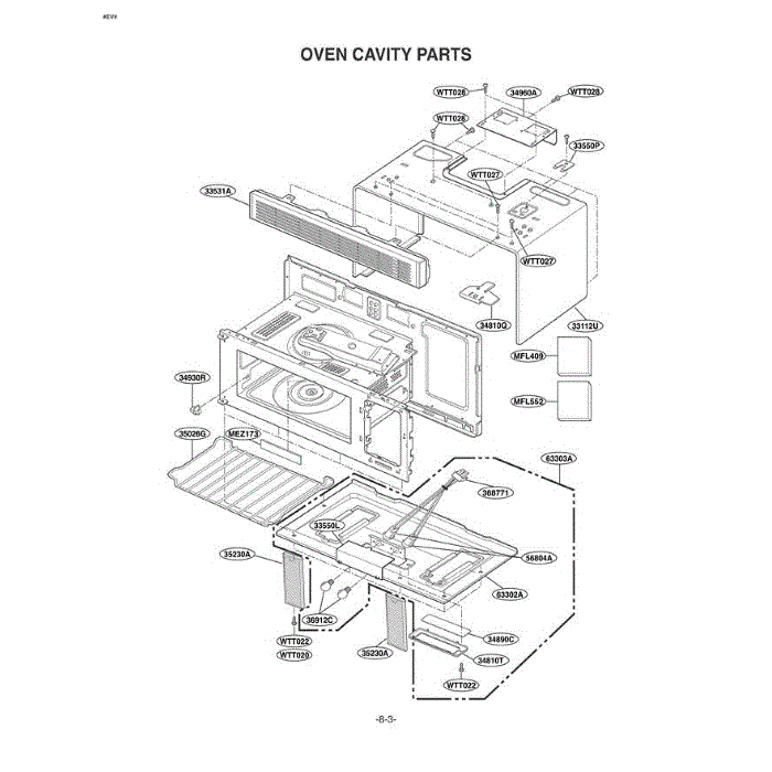 Section 6 Diagram and Parts List for MV-1555ST STEGSE LG Microwave Oven Combo