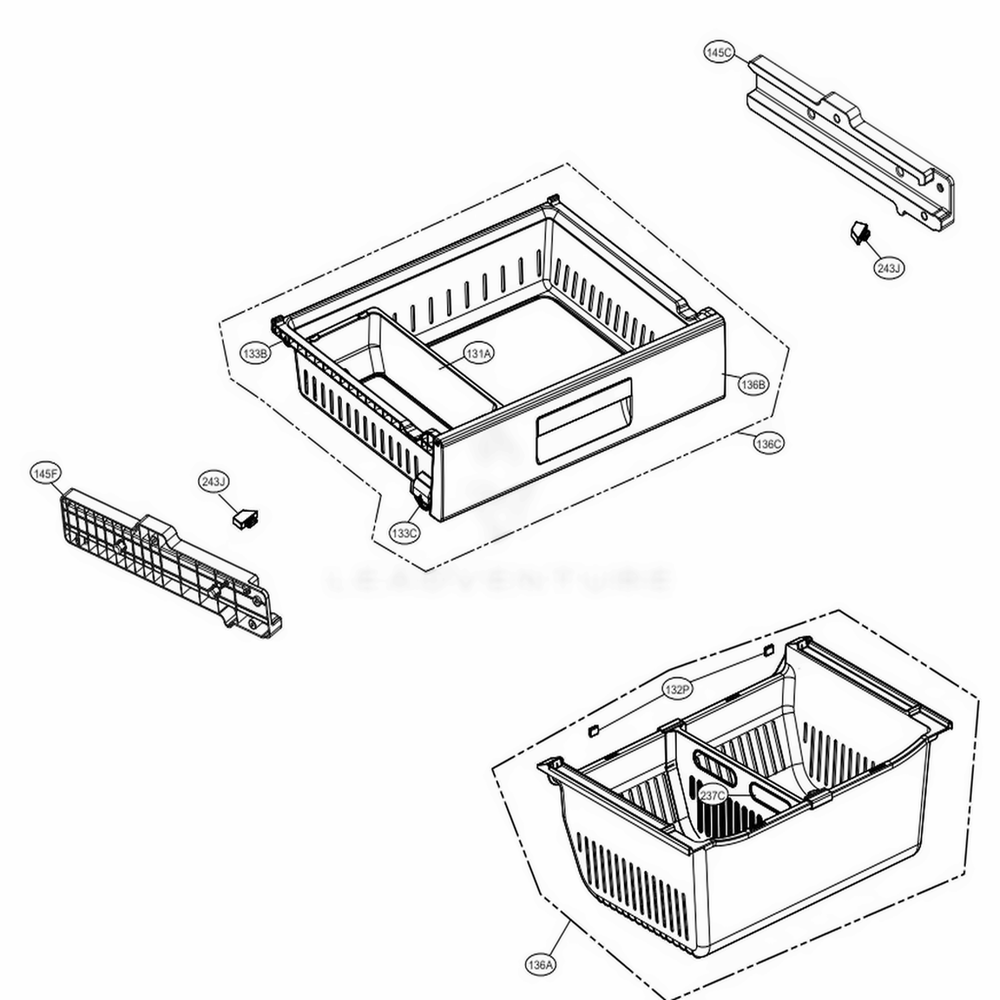 Freezer Parts Diagram and Parts List for 74013 ASTCSE0 LG Refrigerator