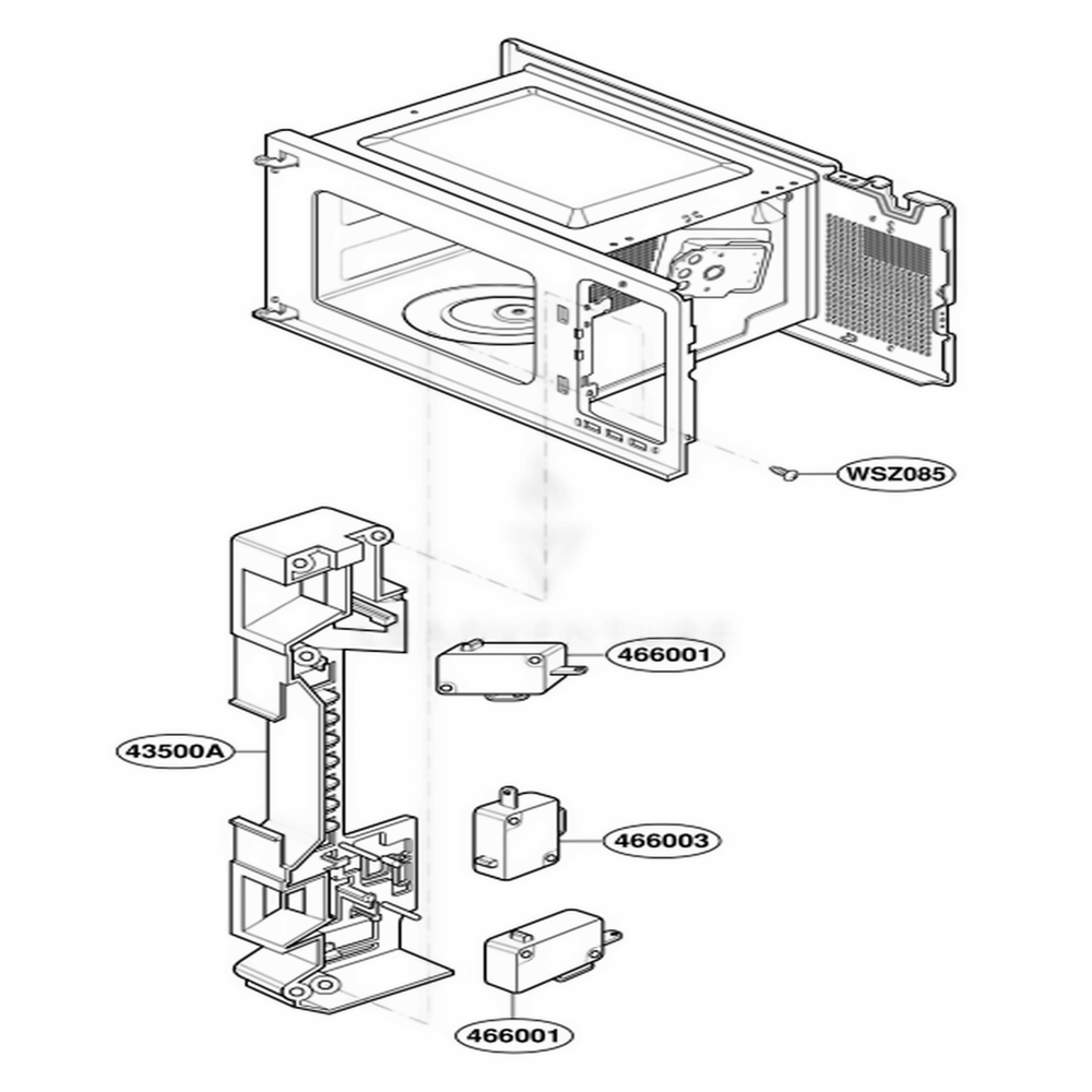 Latch Board Parts Diagram and Parts List for MS105YG KM1EGSC LG Range