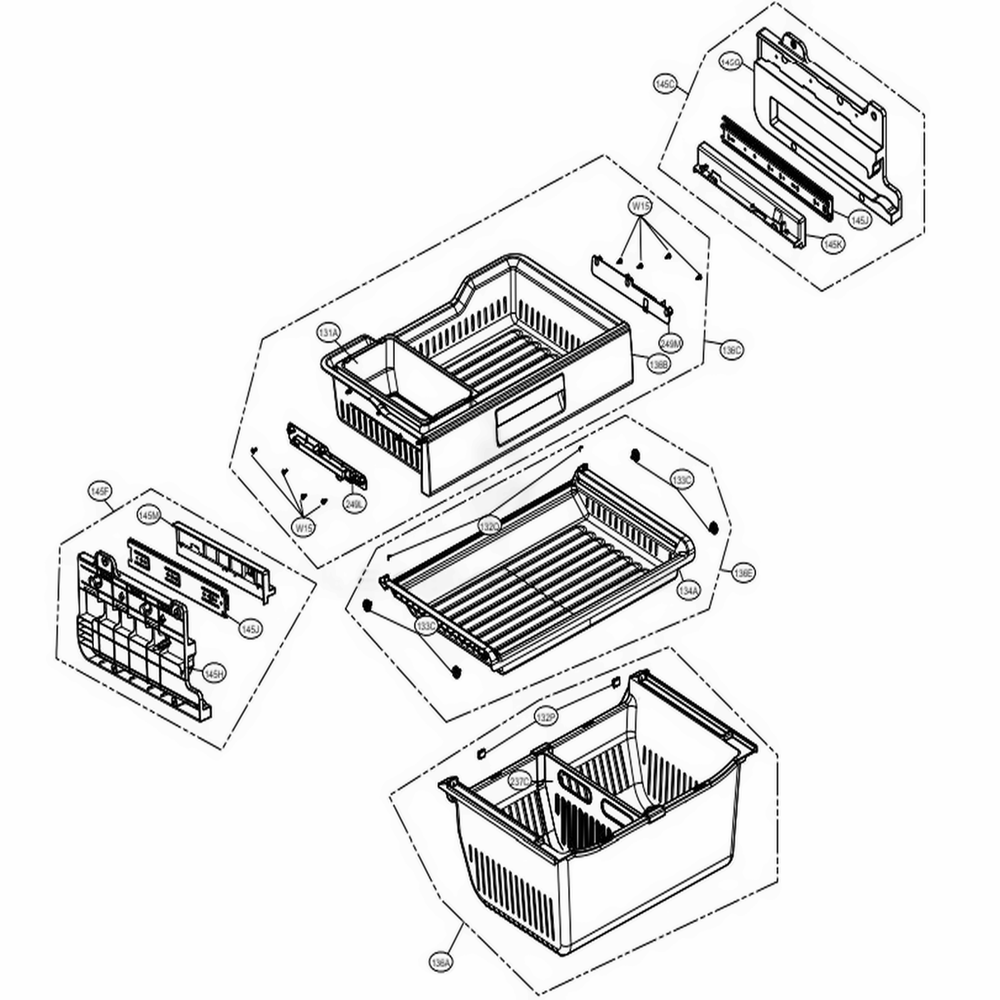 Freezer Parts Diagram and Parts List for 79993 ASTCSE0 LG Refrigerator