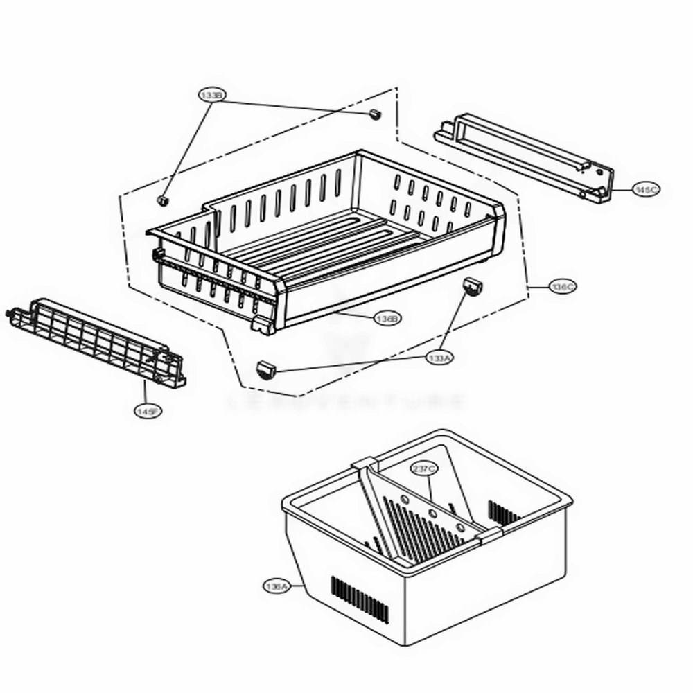 Freezer Parts Diagram and Parts List for LFXS24566S ASTCNA1 LG Refrigerator