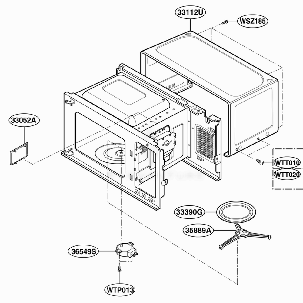 Oven Cavity Parts Diagram and Parts List for MA1152W CWHEGSE LG Wall Oven