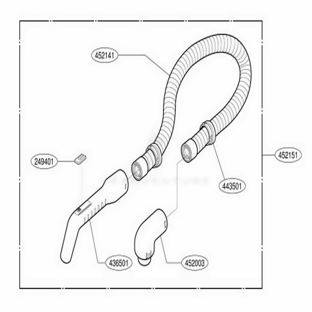 Hose Assembly, Flexible Diagram and Parts List for HFC1410EGG DGPHDB LG Canister Vacuum