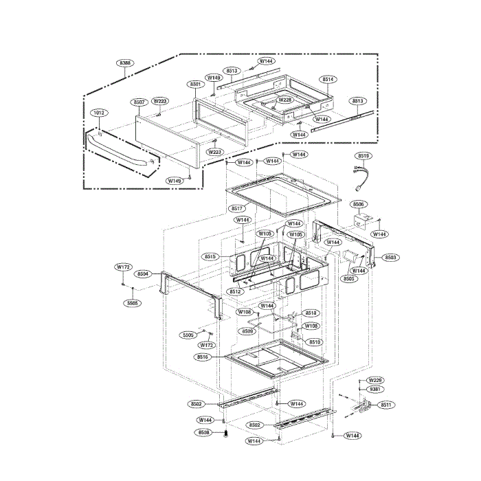 Drawer Diagram and Parts List for LRE30955ST 00 LG Range