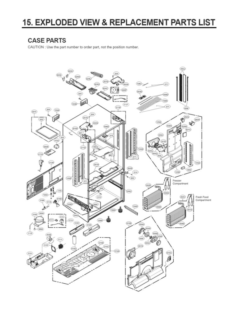 Case Parts Diagram and Parts List for LFX32945ST 01 LG Refrigerator