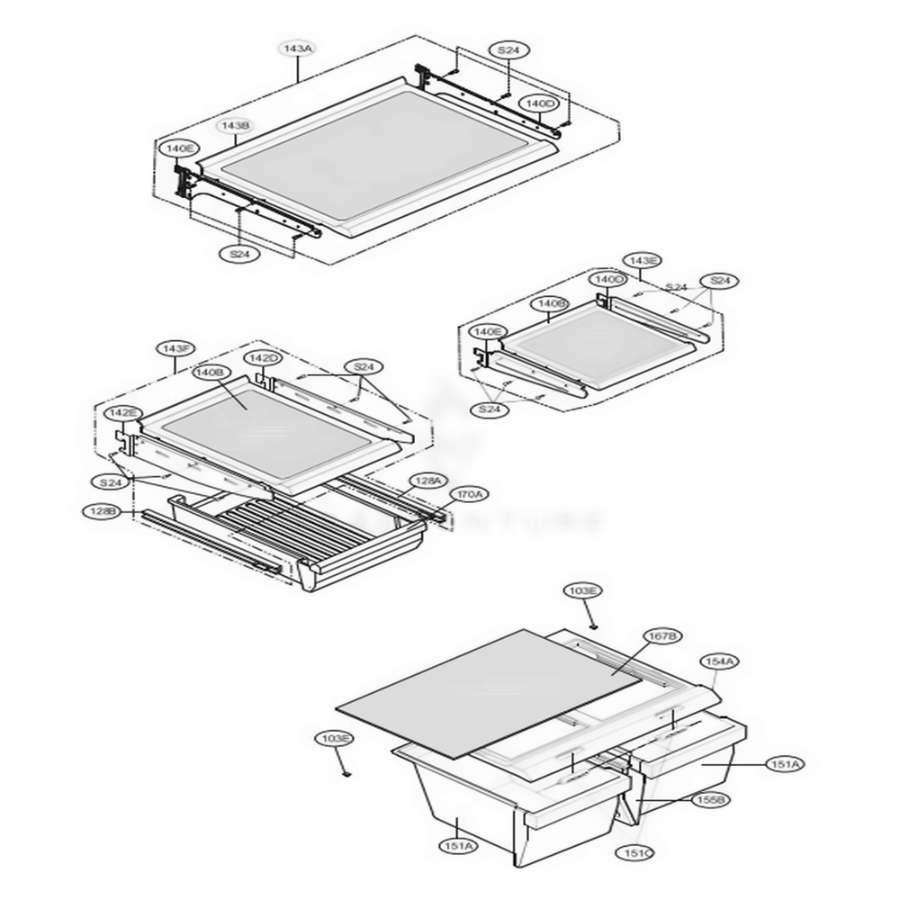 Refrigerator Parts Diagram and Parts List for LTC22350WH ASWCNA0 LG Refrigerator