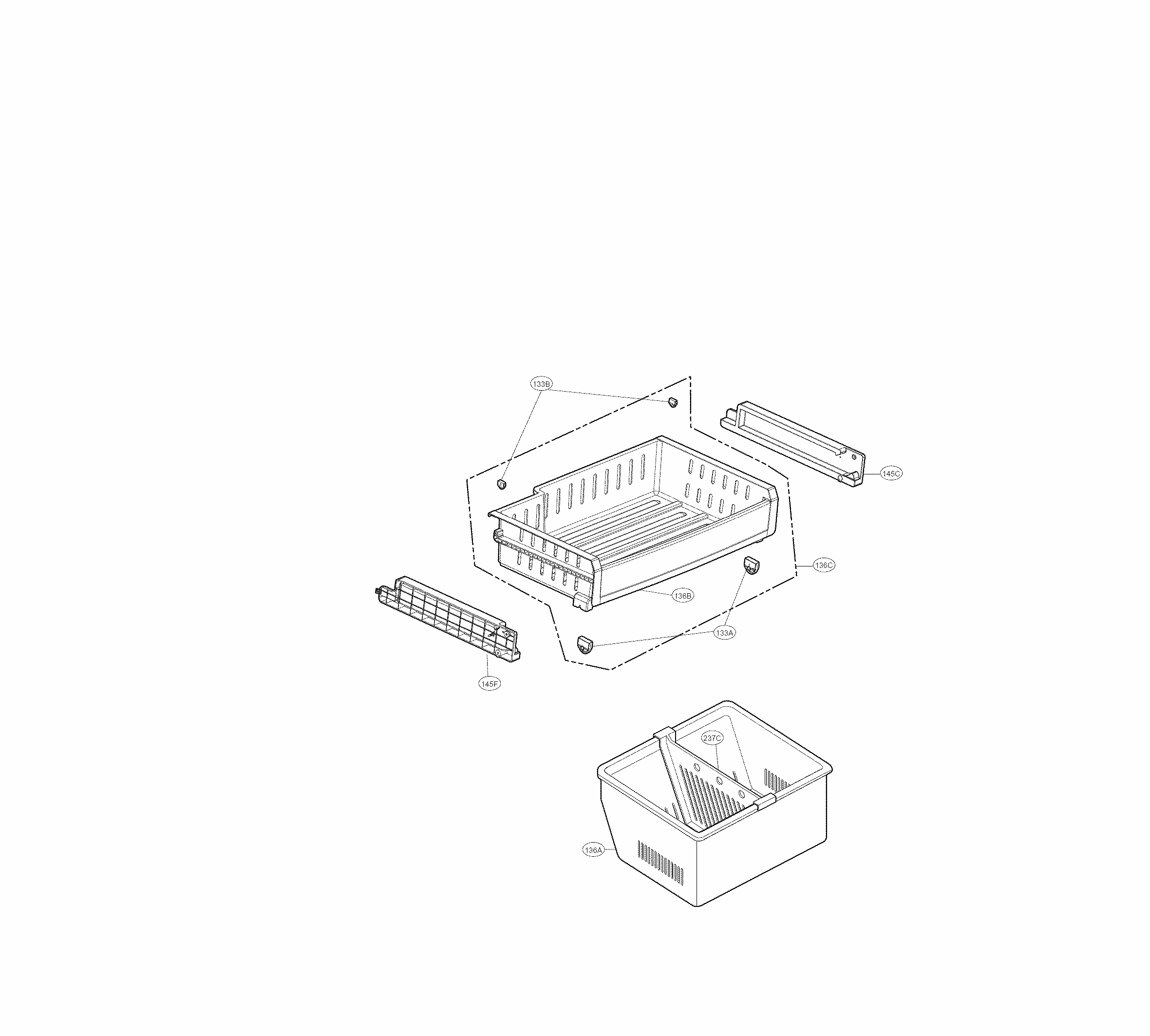 Freezer Parts Diagram and Parts List for 79570323312  Kenmore Refrigerator