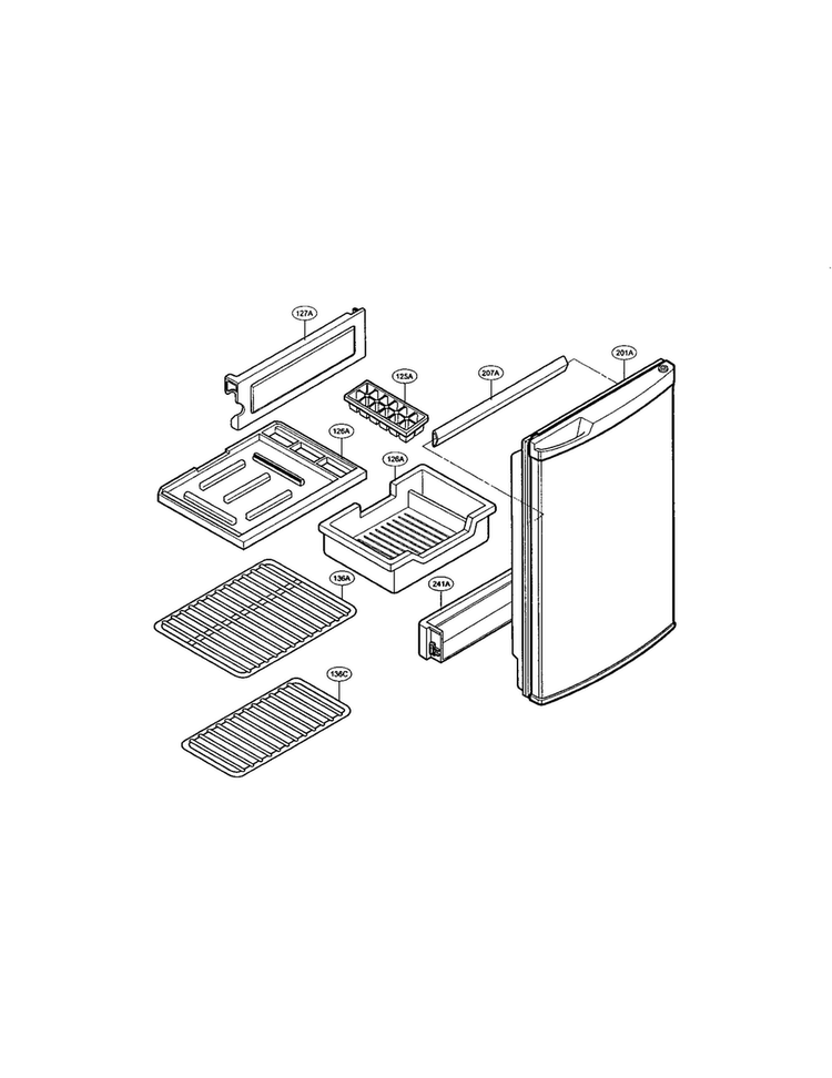 Door And Shelves Diagram and Parts List for GR-131SPF  LG Refrigerator