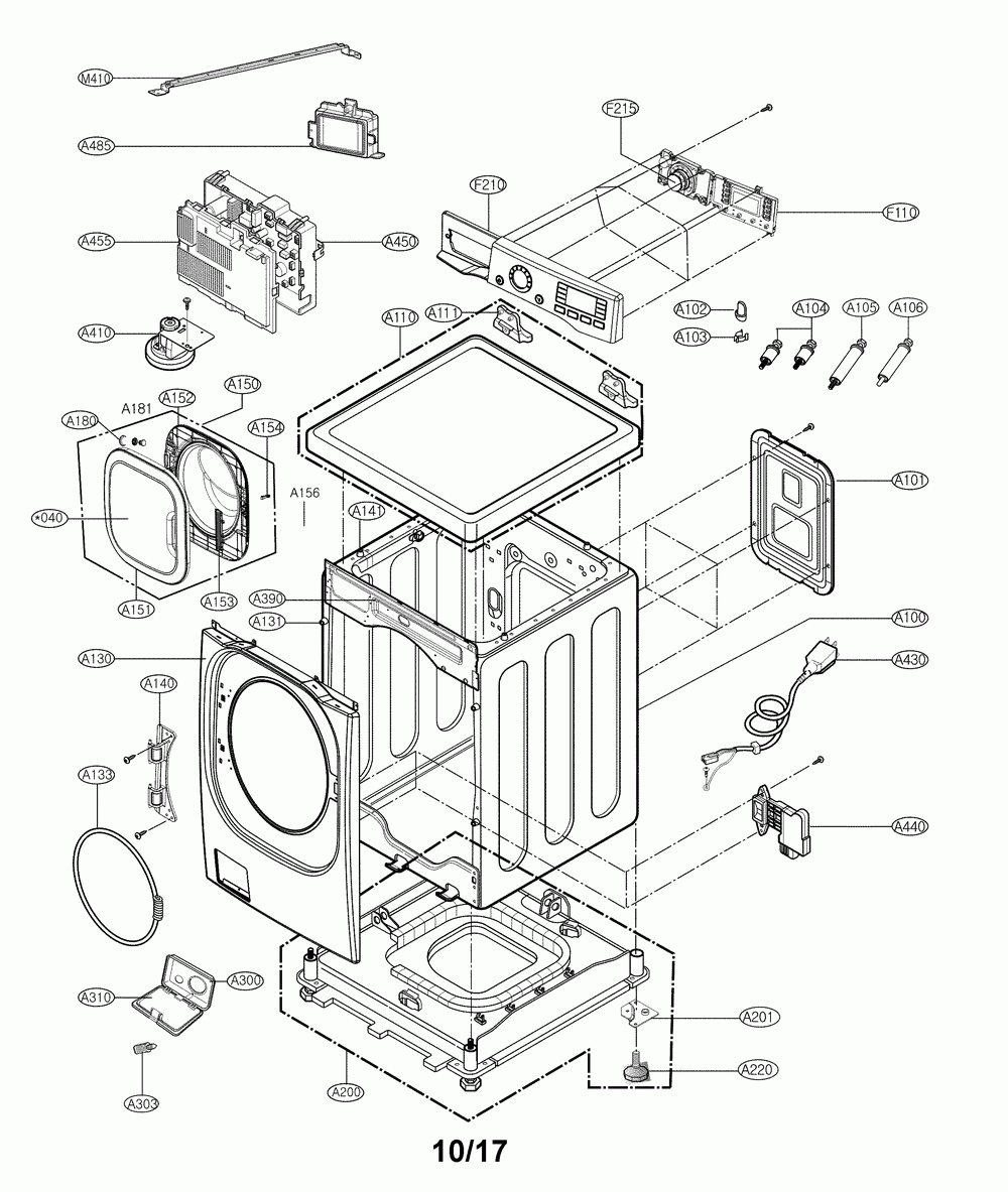 Cabinet and control Diagram and Parts List for WM4370HKA  LG Washer