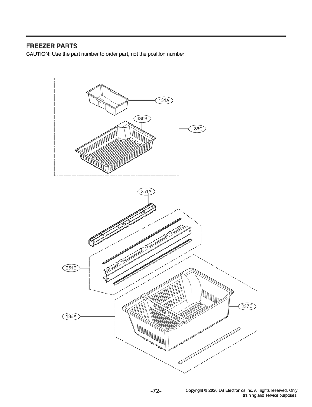 Freezer Parts Diagram and Parts List for LMWS27626S ASTCNA6 LG Refrigerator