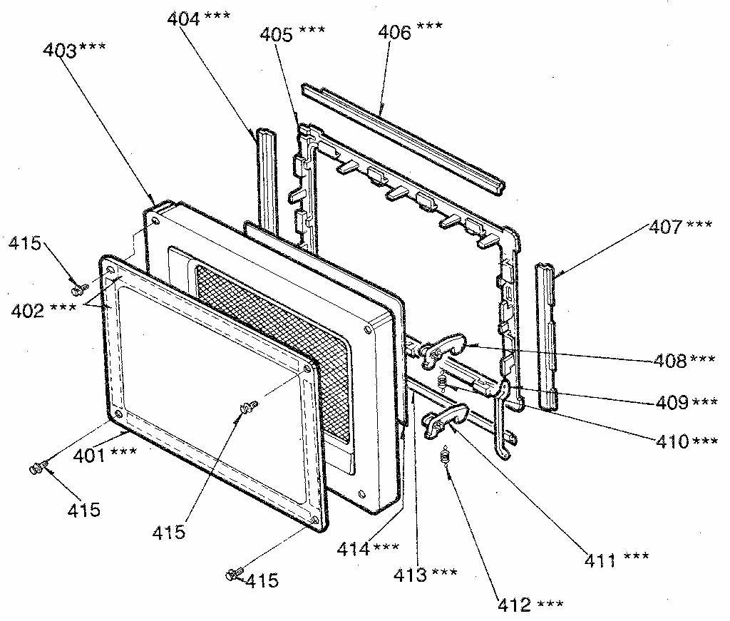 Door Diagram and Parts List for 7218911580  Kenmore Microwave