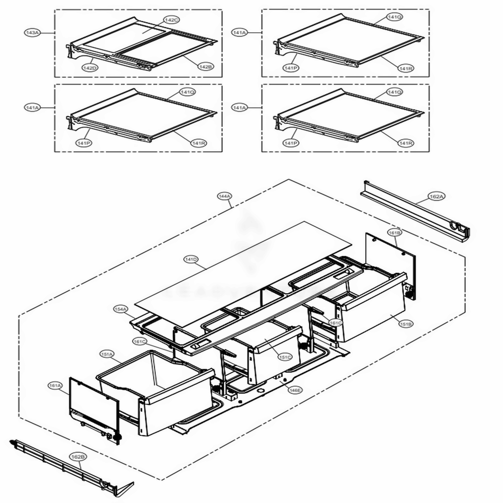 Refrigerator Parts Diagram and Parts List for LMXC23796S ASTCNA1 LG Refrigerator