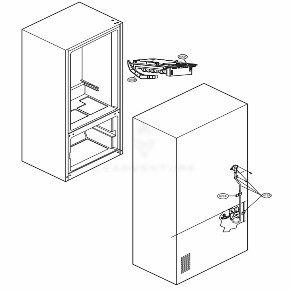 Water And Icemaker Parts Diagram and Parts List for LFC21776ST ASTCNA7 LG Refrigerator