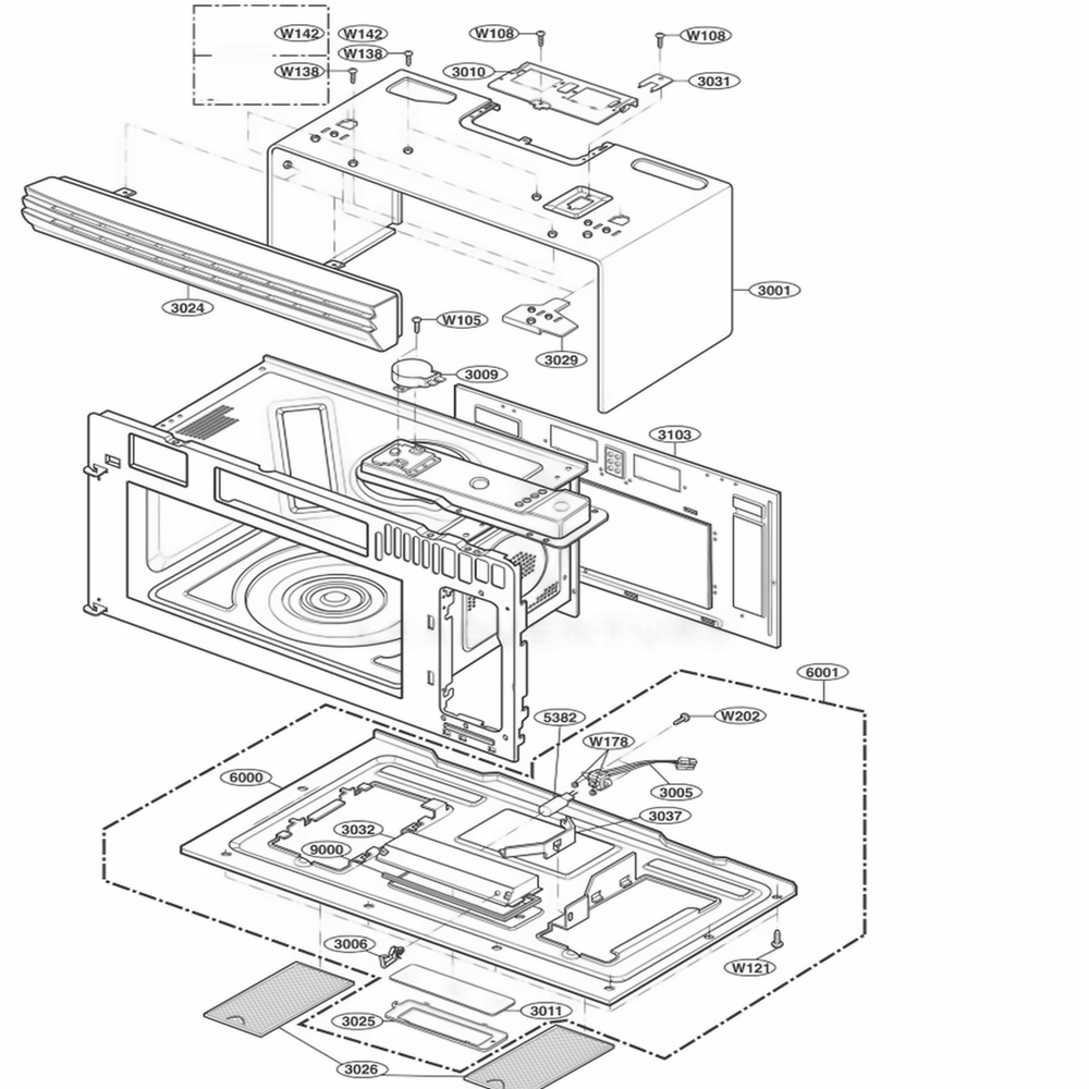 Oven Cavity Parts Diagram and Parts List for 80822 AW1ESEA LG Wall Oven