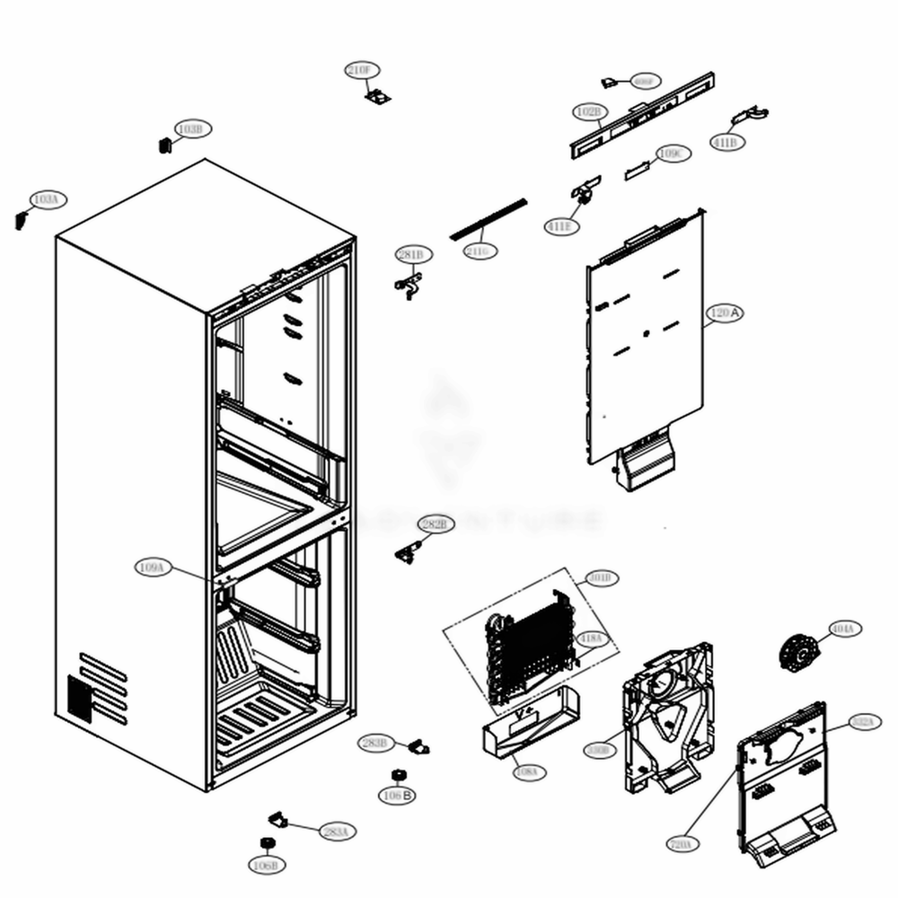 Main 1 Diagram and Parts List for LBNC12231V APZCNA0 LG Refrigerator