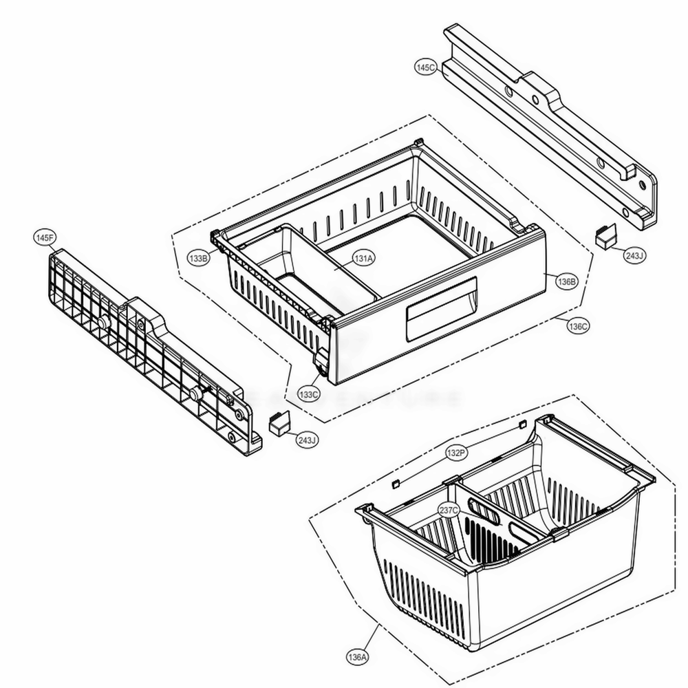Freezer Parts Diagram and Parts List for LFX31915SB AWBCNA0 LG Refrigerator