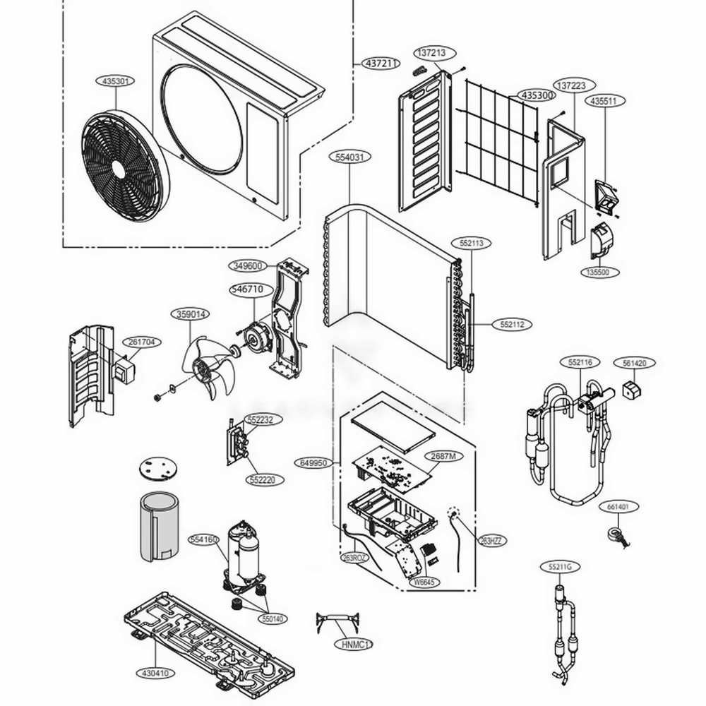 Outdoor Unit Diagram and Parts List for LSU120HEV2 AT3GEUS LG Air Conditioner