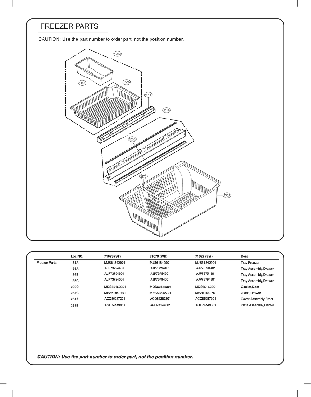 Freezer Parts Diagram and Parts List for GC-L28ANSXP ASTCSE4 LG Refrigerator