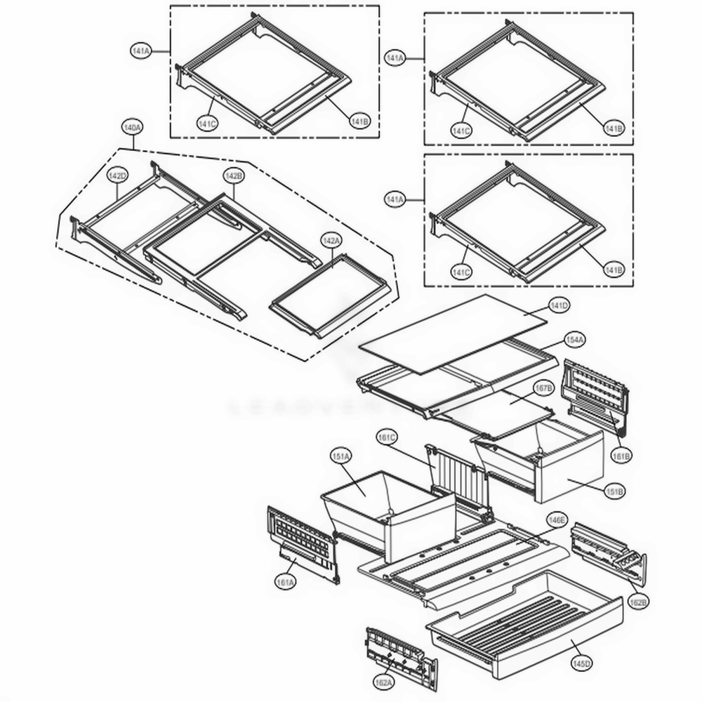 Refrigerator Parts Diagram and Parts List for 71079 AWBCSE2 LG Refrigerator