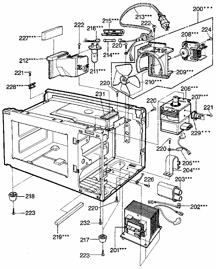 Switches And Microwave Diagram and Parts List for 7218911980  Kenmore Microwave