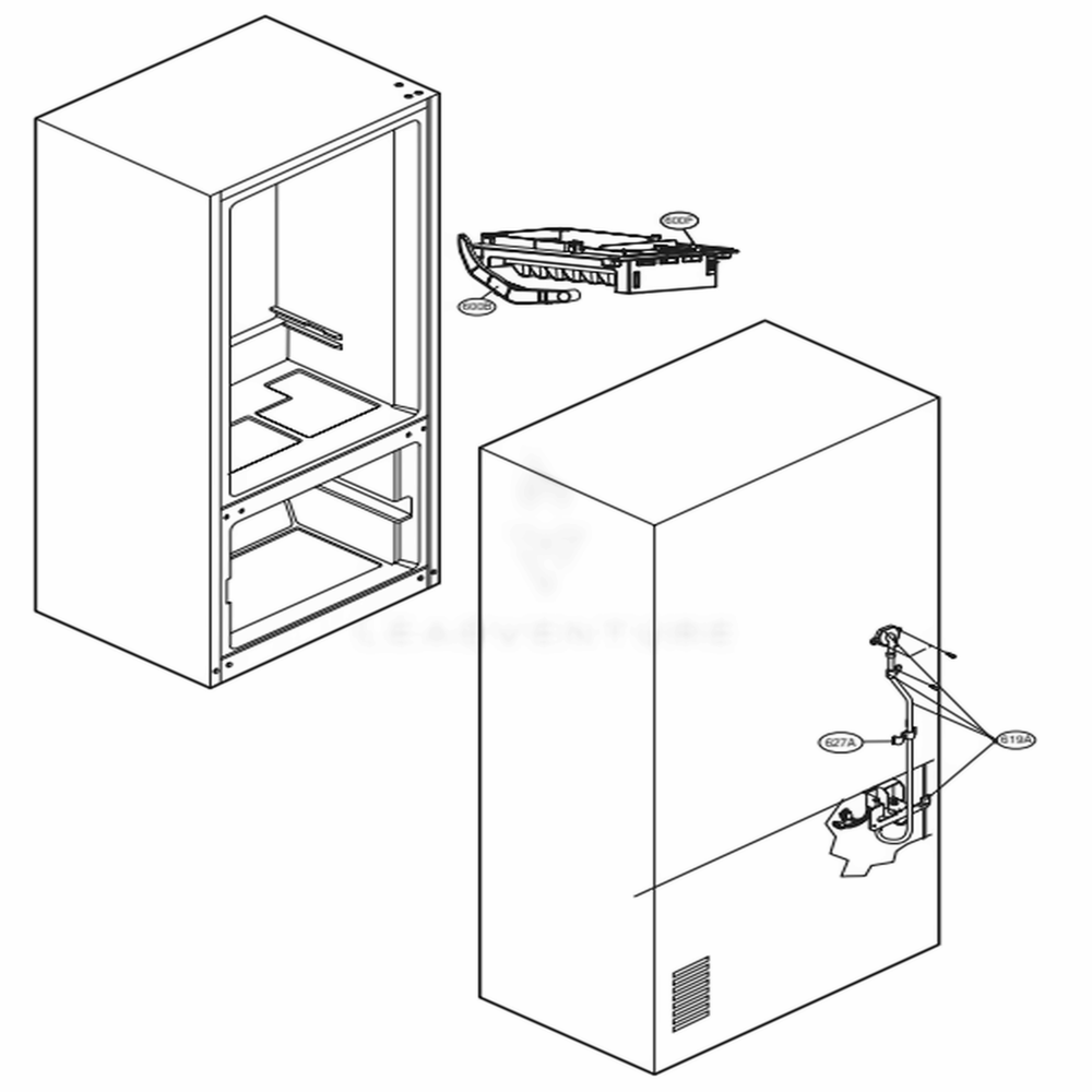 Water And Icemaker Parts Diagram and Parts List for LFC21776D ASBCNA0 LG Refrigerator