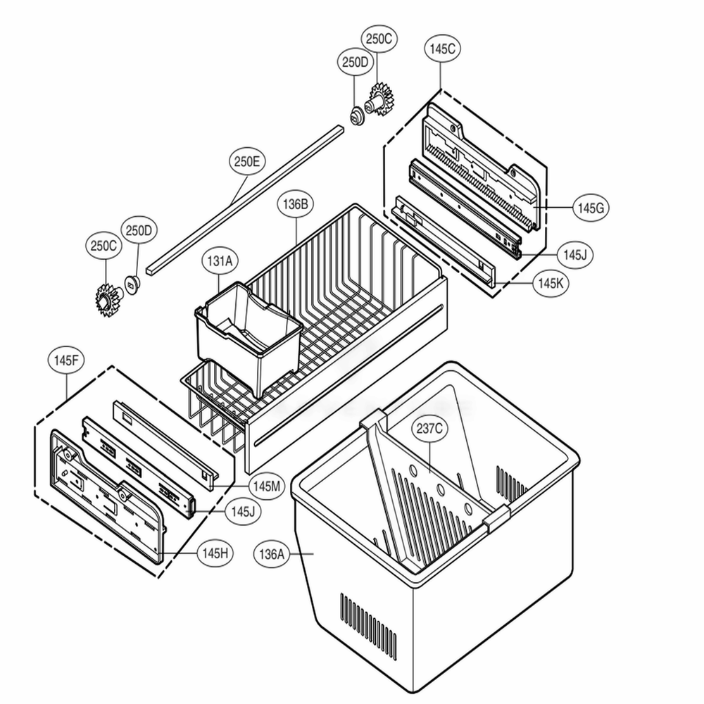 Freezer Parts Diagram and Parts List for 71016 ATICSE0 LG Refrigerator