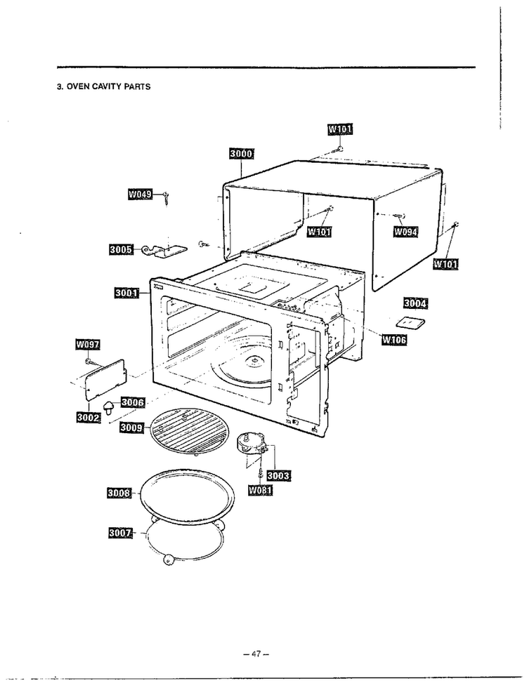 Complete Microwave Assembly Page 3 Diagram and Parts List for MH-1355M  LG Microwave